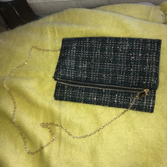 NWOT Leora Green & Gold Plaid Chain Purse - Picture 2 of 8